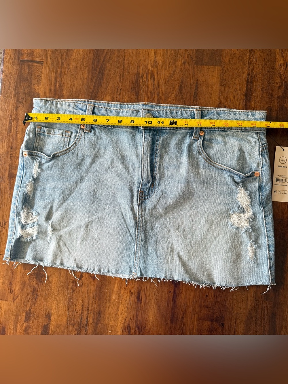 Light Blue Distressed Denim Mini Skirt